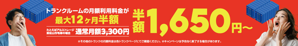 比企郡トランクルーム１２ヶ月半額キャンペーン